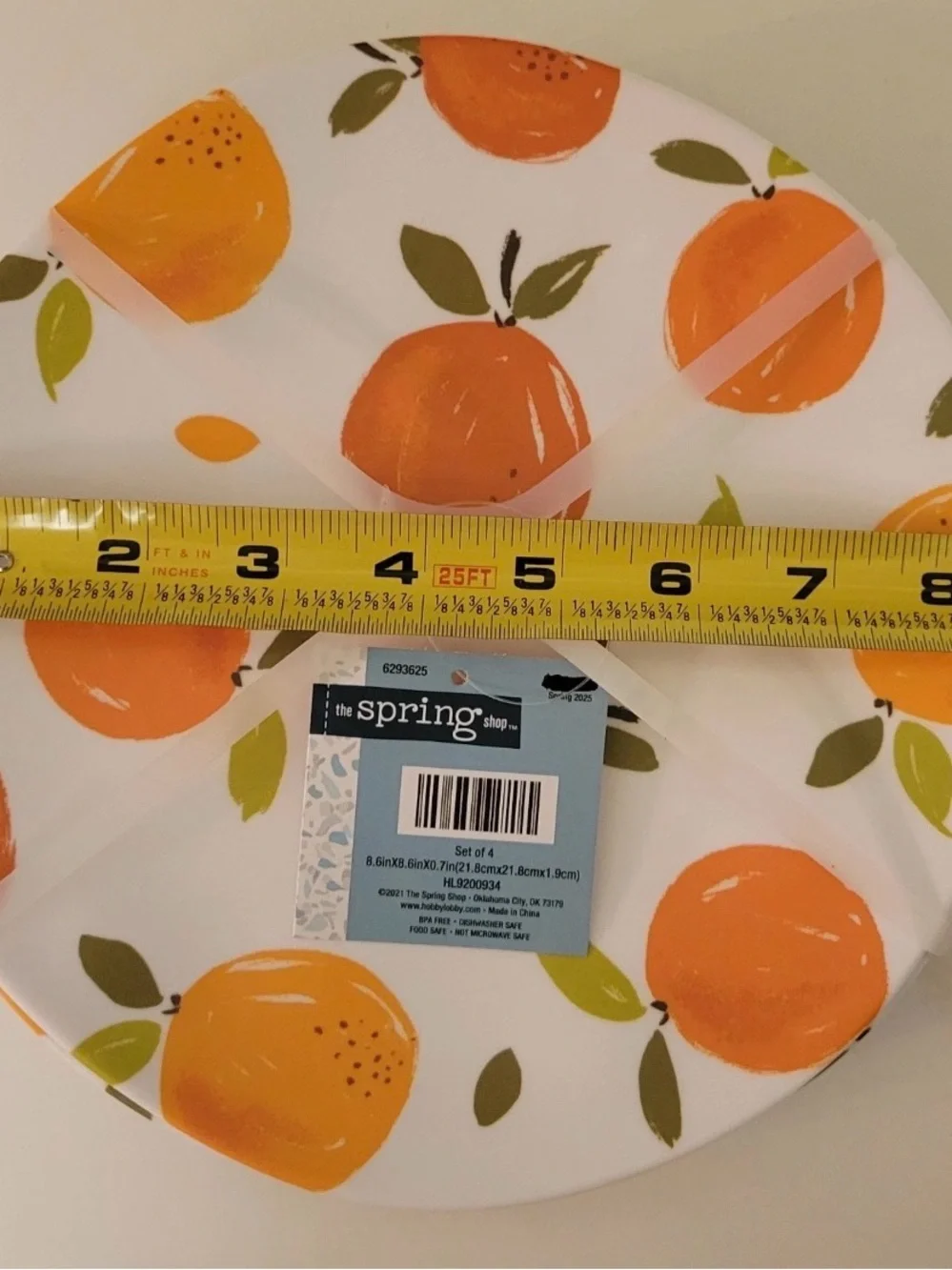 Hobby Lobby Orange Melamine Salad & Dinner Plates 4ct Each Summer Fruit Oranges